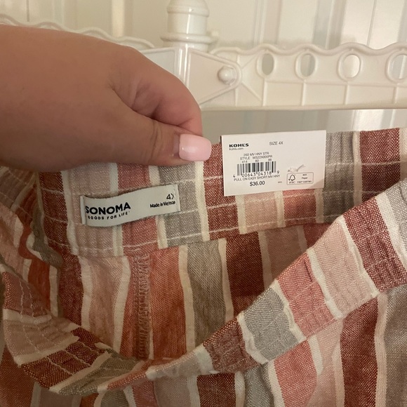 SONOMA 4x Pink Striped Linen Shorts w/ Pockets NWT - Picture 5 of 5